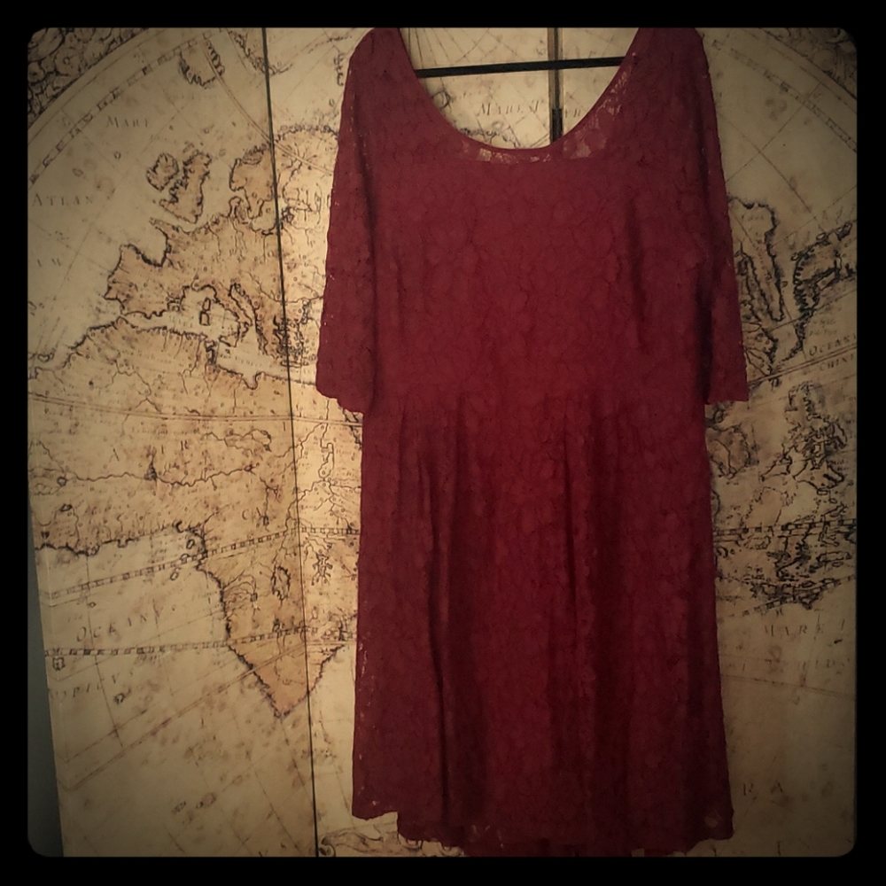 Maroon Lace Dress